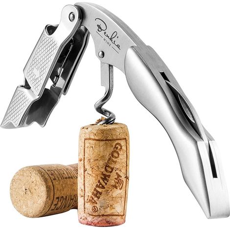 Sommelier en Acier Inoxydable - Tire-Bouchon Professionnel, qualité hôtellerie-Restauration, avec décapsuleur et Coupe-Capsule