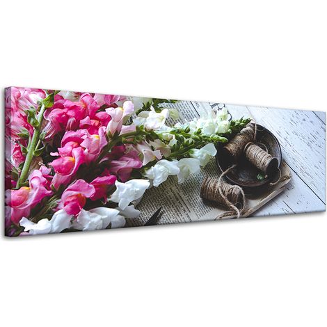 Stampa su tela Flora Bocche di leone 120x40 cm Bouquet di fiori