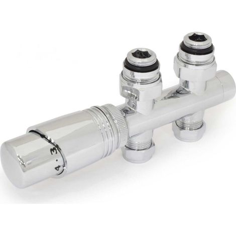 West Delta Twin Straight TRV Thermostatic Radiator Valve - Chrome (1/4)