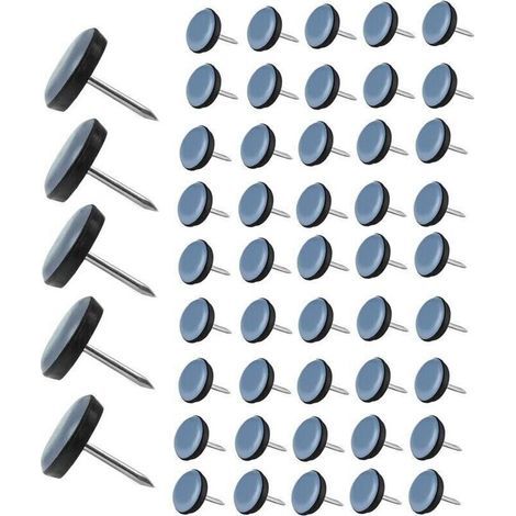 50 Pièces Patins pour Chaises Teflon Patin de Protection Ronde avec Clou Patins de Meubles pour Carrelage et Parquet en Bois Dur - 19MM (1/4)