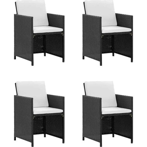 Salon de jardin encastrable 9 pcs Contemporain, Ensemble repas de jardin, et coussin Résine tressée Noir OIB2872E (1/5)