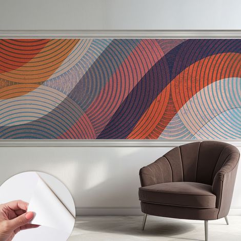 Carta da parati adesiva - lavabile - decorazione murale - per cucina - pellicola decorativa Onde colorate 250x104 cm (1/5)