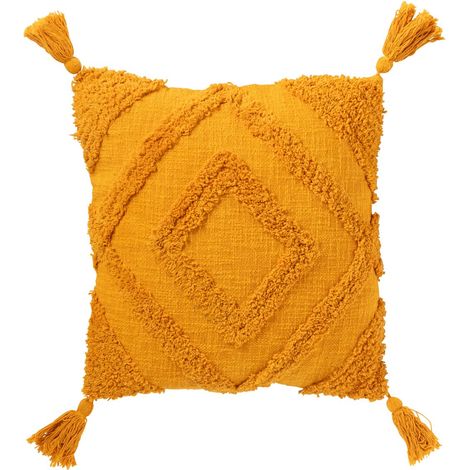 Coussin Déco Tufté "Efren" 50x50cm Ocre (1/3)
