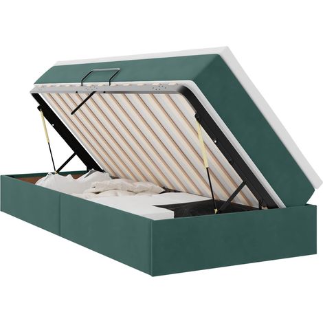 Maison Exclusive - Letto con contenitore e materasso Verde Scuro 90 x 190 cm