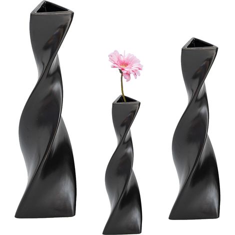 Keramikvase, Hauptmodell quadratisch, 16 cm, geometrisches Set, matt schwarz, verzerrt - moderne minimalistische Trockenblumendekoration für das Wohnzimmer (1/5)