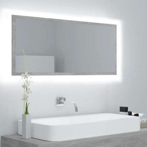 Miroir à LED de salle de bain Gris béton 100x8,5x37cm (1/5)