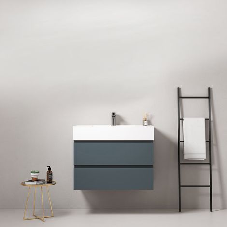 Mobile bagno sospeso 100 cm Blu Mare Lavabo in Resina Senza Specchio - Fiji Paint