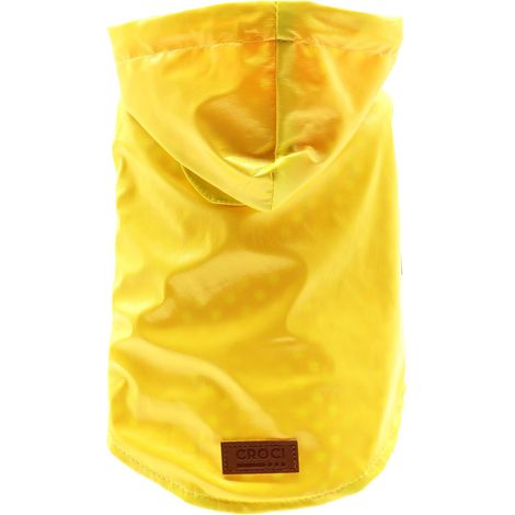 Croci Raindrop Lemon - Impermeabile per cani taglia piccola e media, cappotto antivento, giubbotto con cappuccio e foro per guinzaglio, colore Giallo, taglia 40 cm (1/5)