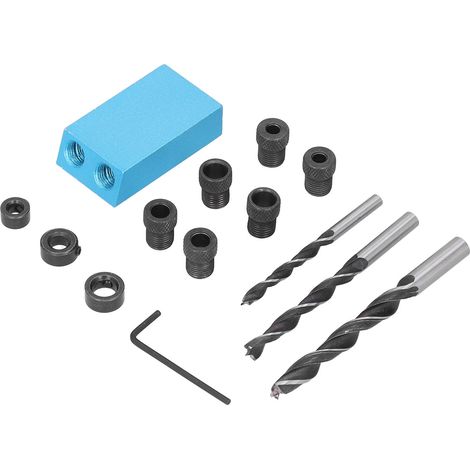 Kit de gabarit perçage poche 14 pcs aluminium acier carbone boîte plastique 15° guide perçage biaisé bricolage menuiserie (1/5)