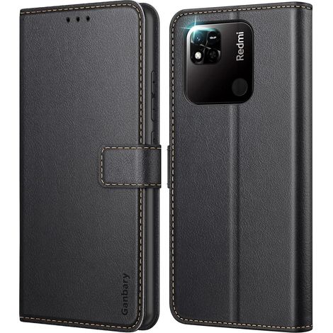 Xiaomi Redmi 10A Handyhülle Leder Klapphülle mit Kartenschlitzen Schwarz (1/5)