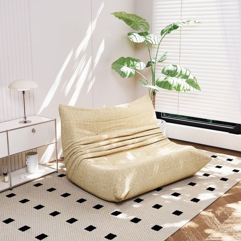 Sofá de salón en terciopelo teddy beige, ancho 149 cm (1/5)