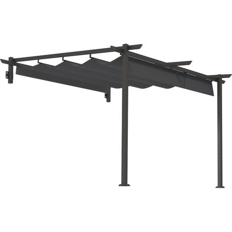 Pergola murale aluminium 3x3m toit orientable gris foncé