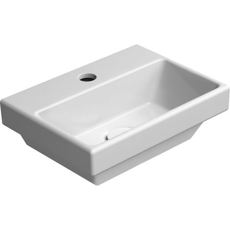Lavabo en céramique pour vestiaire NORM 35x26cm avec trou pour robinetterie, blanc ExtraGlaze (1/2)