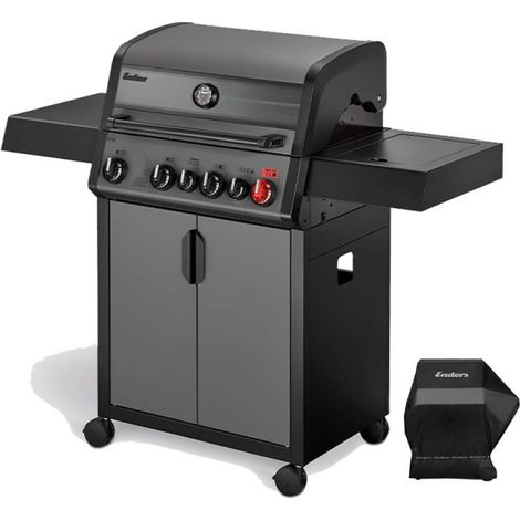 ENDERS BY FAVEX - Barbecue gaz 4 brûleurs Hyde 4 – TURBO ZONE™ 800 °C – Brûleur arrière & latéral – Grille SWITCH GRID™ – Hublot panoramique – Housse incluse