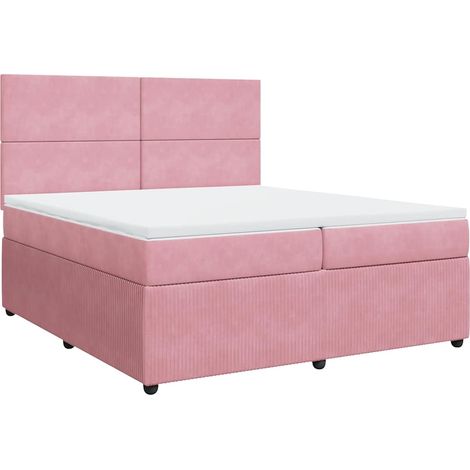 Maison Exclusive - Giroletto a Molle con Materasso Rosa 200x200 cm in Velluto (1/5)