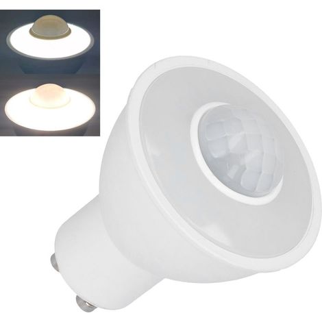 Bombilla LED GU10 de repuesto con sensor de movimiento infrarrojo por inducción humana para techo, pasillo, porche, lavadero, garaje, 6000K, 5W, 500LM, CA 100-240V (1/5)