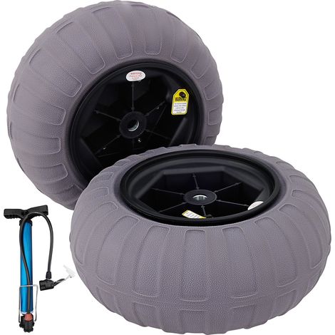 Roues de Plage 2 x 40 cm Pneus Ballon Roues de Plage Capacité 80 kg Roue de Ballon Plage Basse Pression Traverser la Plage Transporter sur Tous les Terrains Sablonneux Camping Pêche & Jardinage (1/5)
