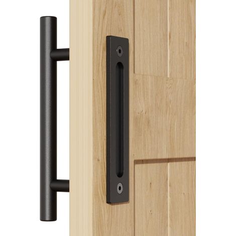 Quincaillerie pour poignée de porte coulissante de grange de 24 cm, avec poignée encastrée et kit pour armoire de porte de garage (1/5)