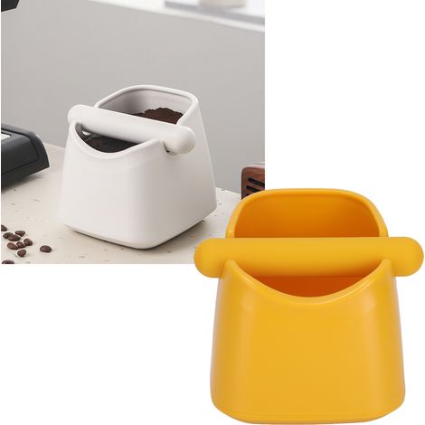 Mini-Kaffeesatzbehälter mit Griff, quadratischer Kaffeesatzeimer, bruchfest, rutschfest, stoßfest, gelb. (1/5)