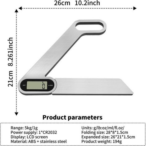 Balance de Cuisine Numérique Pliable, Très Précise, Petite Échelle Compacte avec Affichage LCD, Échelle de Voyage Portable (1/5)