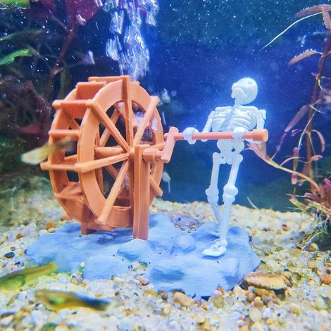 Décoration d'aquarium squelette dynamique, animée par l'air - Décoration créative de paysage sous-marin - Statue de squelette animée pour les amateurs d'aquarium (1/5)