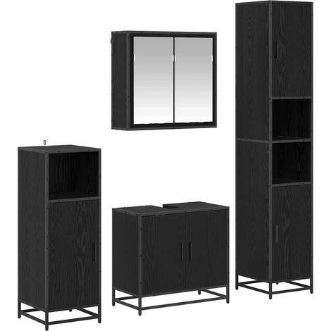 Maison Exclusive - Badezimmermöbel-Set 4 pcs Schwarz Eichen-Optik