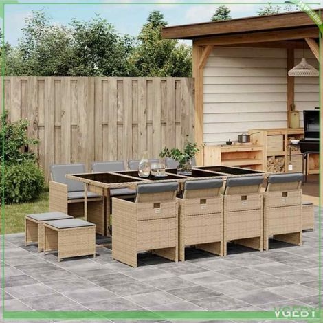 Ensemble à manger de jardin - FAF7291712415173 - Résine tressée - 12 personnes - Coussins lavables (1/5)