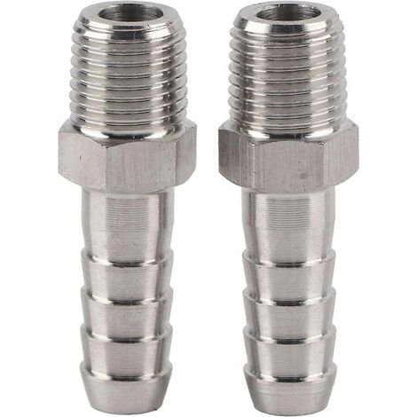 2 Stück 1/4 Zoll Edelstahl BSPT Außengewinde-Verbinder Schnellkupplung Rohrverbinder