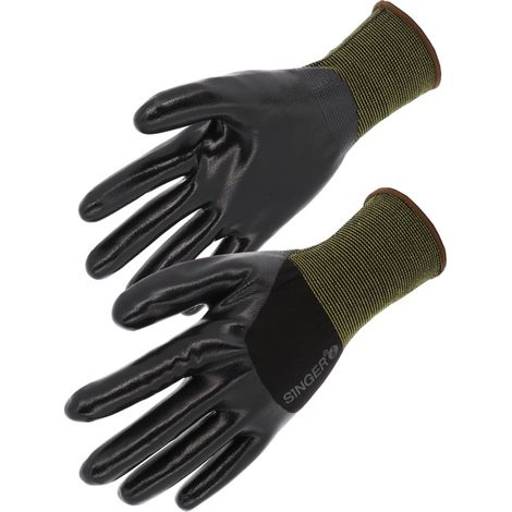 Gant nitrile lisse ¾ enduit Support polyamide- SINGER - NYM334NIB T10