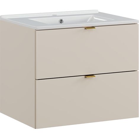 Meuble simple vasque encastrée 60cm Azel Cachemire