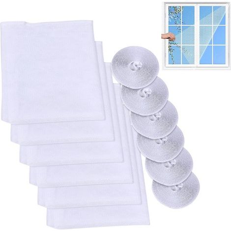 Mosquitera para ventana, 6 piezas, 130x150cm – Malla repelente de insectos, autoadhesiva, blanca (1/5)