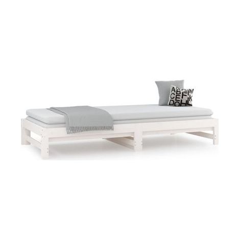 Lit coulissant sans matelas, blanc, 2 x (90 × 200) cm, idéal chambre à coucher, style moderne, montage simple (1/5)
