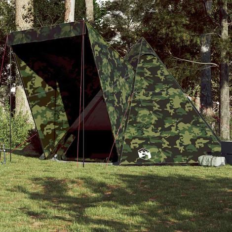 vidaXL Tienda campaña familiar tipi 6 personas impermeable camuflaje (1/5)