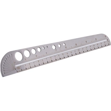 Règle en Acier Inoxydable Multifonction pour Bureau, Couture et Cuir avec Échelle de Mesure (1/5)