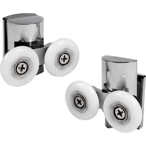 Ensemble de 2 Roulettes Doubles pour Porte de Douche Coulissante - 2 Roues de 23 mm de Diamètre en Alliage de Zinc, Roulette de Douche pour Salle de Bain. Roulettes Haut et Bas pour Porte de Douche (1/5)