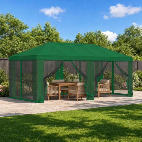 Teenpull – Pavillon Dach mit Seitenwänden 6 x 3 m Grün Polyester 190 (1/5)