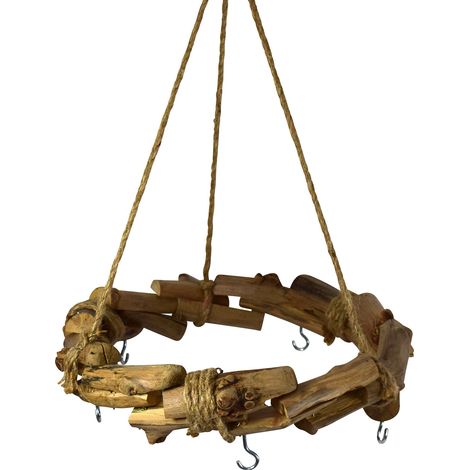 Holzkranz Natur mit Kordel zum Hängen - 32 cm - Deko Hängekranz mit Haken für Zierschmuck - Weihnachtsdeko Deckenkranz Hängedeko Deckenhänger Bastelkranz aus Ästen