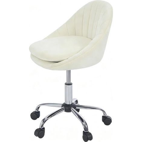 Silla de oficina giratoria de terciopelo beige con altura regulable y ruedas MODENUIT (1/5)