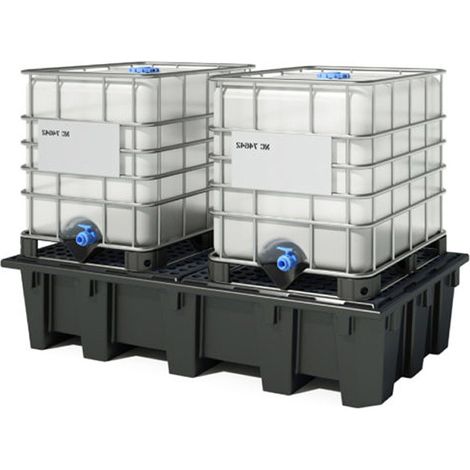 Grand bac de rétention pour 2 cubis 1050L litres - 2500x1300mm - Charge max 3900kg - MRPECO1050/BI008F