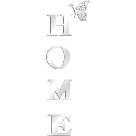Adhesivos de pared de espejo acrílico con letras, adecuados para la decoración de paredes de la sala de estar y el dormitorio, decoración de interiores, color plata. (1/2)