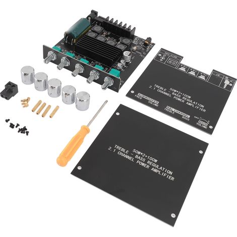 Carte d'amplificateur Bluetooth 5.0 professionnelle 2.1 canaux 50 W x 2 100 W TPA3116D2 HiFi avec contrôle des basses et des aigus pour enceintes DIY (1/5)