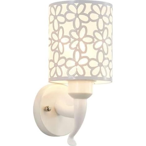 Applique murale LED blanche moderne style nordique avec abat-jour floral pour couloir, escalier, chevet，Blanc (1/5)