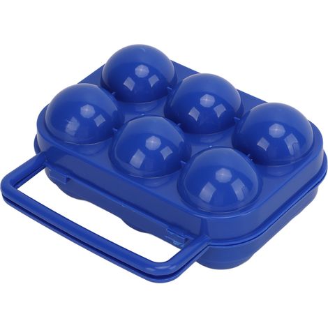 Boîte de rangement portable pour œufs, en ABS, à 6 compartiments, pour le stockage des œufs à l'intérieur et à l'extérieur (bleu). (1/5)