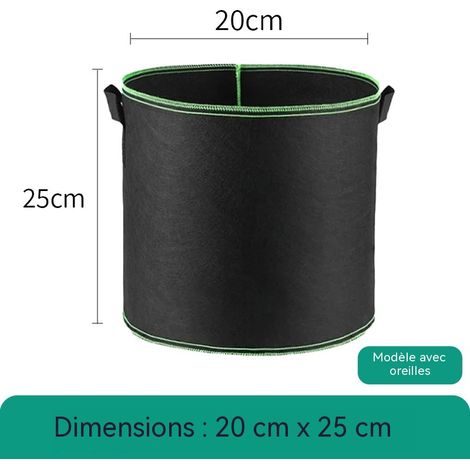 Sacs de culture non tissés robustes avec poignées pour légumes, fleurs, arbres, jardinage extérieur et intérieur – Bord vert 20 x 25 (2,5 gallons) (1/5)