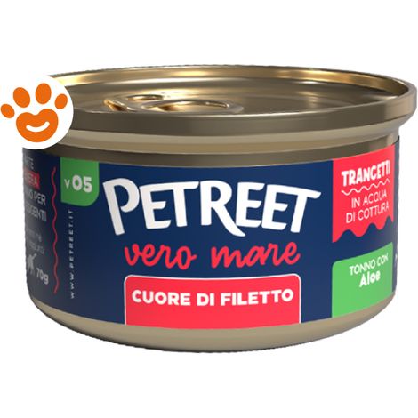 Petreet Vero Mare Cat Adult Cuore di Filetto di Tonno con Aloe - Lattina 70 Gr -