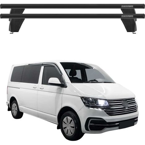 OMAC Dachträger Querträger Alu für VW T5 T6 T6.1 Transporter Multivan Caravelle 2003-2024 – Abschließbar – T-Nut – City-Crash-getestet – Max. 75 kg Schwarz