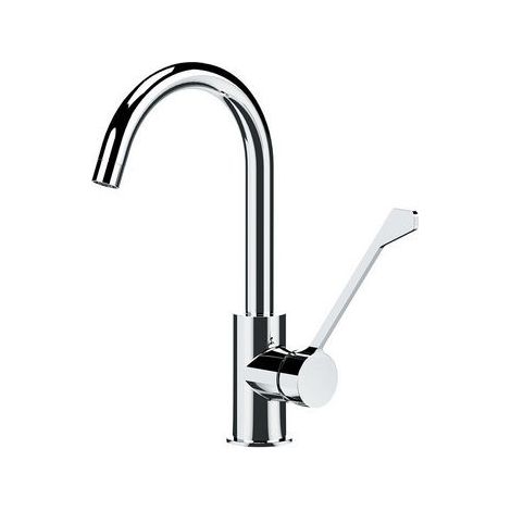 MISCELATORE MONOCOMANDO LAVELLO CON CANNA ALTA AD U LEVA CLINICA Cromo