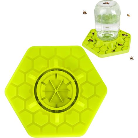 Abreuvoir pour abeilles, 1 nourrisseur en silicone, compatible avec les bocaux Mason standard et à large ouverture (vert) (1/5)