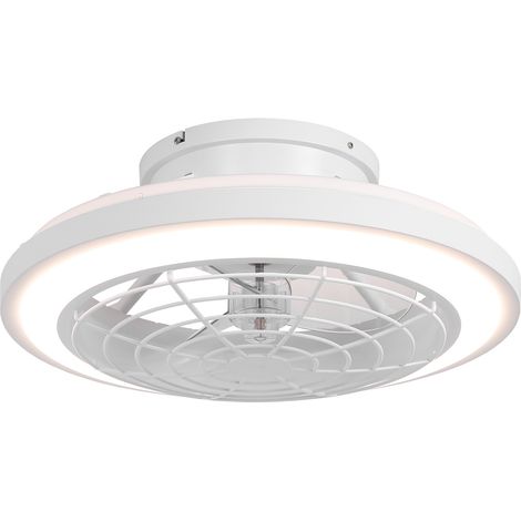 Parrot Uncle 50 cm LED-Deckenventilator mit Beleuchtung, leiser und dimmbarer Ventilator mit Umkehrfunktion, 3 Farbtemperaturen, 6 Geschwindigkeiten und Fernbedienung, Weiß