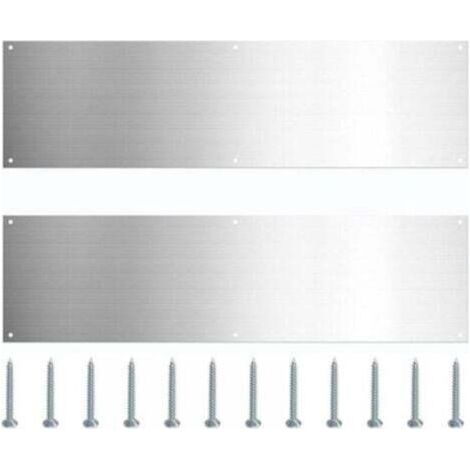 Lot de 2 Plaques de Seuil Porte Acier Inoxydable Protection Anti-Rayures Bas de Porte Métal avec Vis pour Intérieur Extérieur